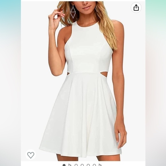 NWT Sleeveless Racerback Flared Swing A-Line Waist Hollow Out Summer Short Dress - Picture 2 of 4